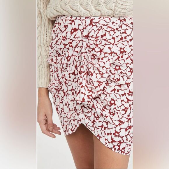 ISABEL MARANT 100% viscose Crepe Mini Skirt In Raspberry 36 - Picture 3 of 14